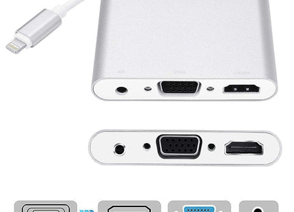 3 in 1 8 Pin to HDMI / VGA / Audio Adapter(Silver)