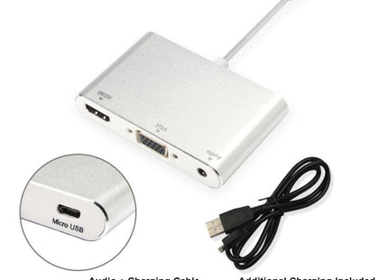 3 in 1 8 Pin to HDMI / VGA / Audio Adapter(Silver)