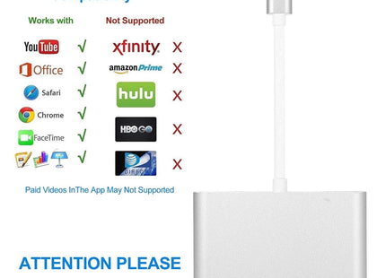 3 in 1 8 Pin to HDMI / VGA / Audio Adapter(Silver)