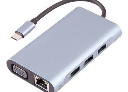 BYL-2111 7 in 1 USB-C / Type-C to USB Docking Station HUB Adapter (Silver)