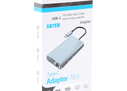 BYL-2111 7 in 1 USB-C / Type-C to USB Docking Station HUB Adapter (Silver)
