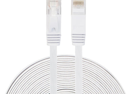 10m CAT6 Ultra-thin Flat Ethernet Network LAN Cable, Patch Lead RJ45 (White)