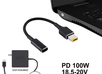 PD 100W 18.5-20V Square Plug to USB-C / Type-C Adapter Nylon Braid Cable for Lenovo