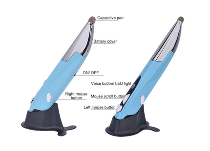 PR-06S 4-keys Smart Wireless Optical Mouse with Stylus Pen Function, Support Voice Operation / Translation (Blue)