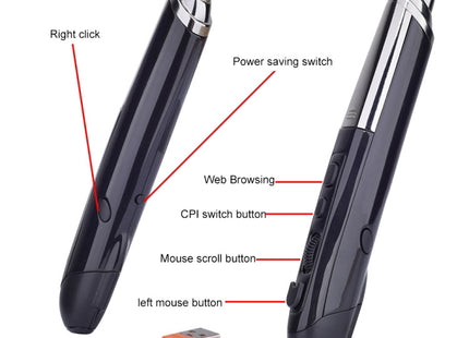 PR-08 6-keys Smart Wireless Optical Mouse with Stylus Pen & Laser Function (Black)