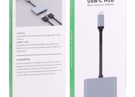 2 in 1 USB-C / Type-C to 2 x HDTV Ports HUB Adapter