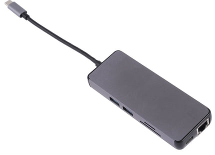8 in 1 Type-C to HDMI + USB 3.0 + USB 3.0 + Type-C + LAN + VGA + TF/SD Card Reader Adapter