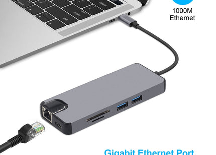 8 in 1 Type-C to HDMI + USB 3.0 + USB 3.0 + Type-C + LAN + VGA + TF/SD Card Reader Adapter