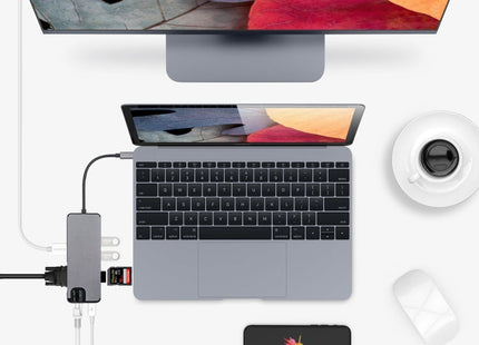 8 in 1 Type-C to HDMI + USB 3.0 + USB 3.0 + Type-C + LAN + VGA + TF/SD Card Reader Adapter