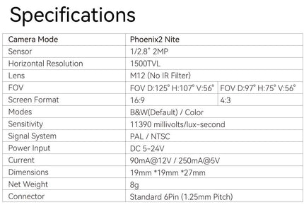 RunCam Phoenix 2 Nite 1500TVL Starlight FPV Camera