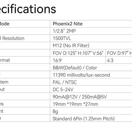RunCam Phoenix 2 Nite 1500TVL Starlight FPV Camera