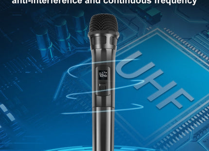 PULUZ UHF Wireless Dynamic Microphone with LED Display, 6.35mm Transmitter(Black)