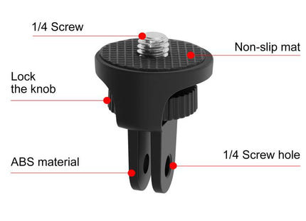 PULUZ 1/4 inch Screw Adjustable ABS Action Camera Tripod Adapter (Black)