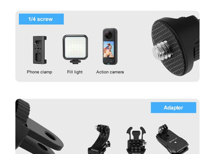 PULUZ 1/4 inch Screw Adjustable ABS Action Camera Tripod Adapter (Black)