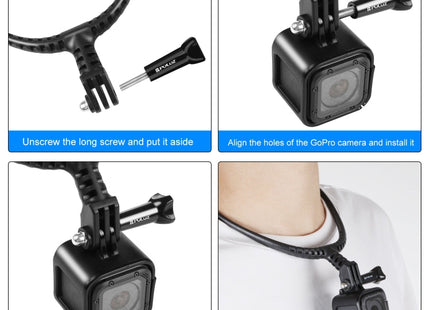 PULUZ Lazy Adjustable Neck Bracket for GoPro Action Cameras (Black)