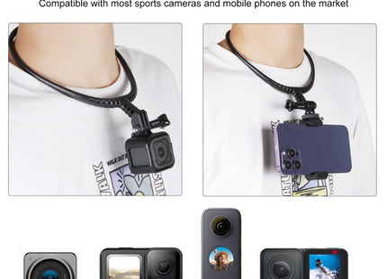 PULUZ Lazy Adjustable Neck Bracket for GoPro Action Cameras (Black)