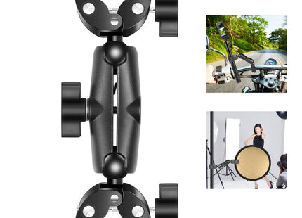 PULUZ Motorcycle Dualheads Crab Clamp Action Camera Handlebar Fixed Mount(Black)