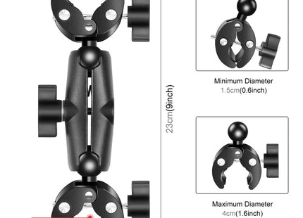 PULUZ Motorcycle Dualheads Crab Clamp Action Camera Handlebar Fixed Mount(Black)