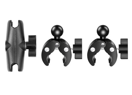 PULUZ Motorcycle Dualheads Crab Clamp Action Camera Handlebar Fixed Mount(Black)