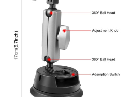 PULUZ Car Suction Cup Arm Mount with Mount Adapter & Long Screw