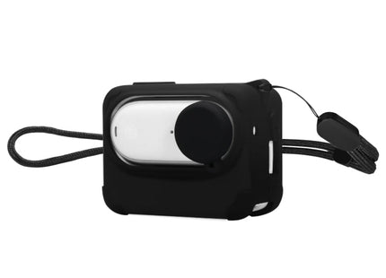 For Insta360 GO 3 PULUZ Camera Charging Case Silicone Case with Lens Cap & Strap (Black)