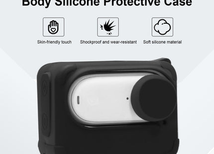 For Insta360 GO 3 PULUZ Camera Charging Case Silicone Case with Lens Cap & Strap (Black)