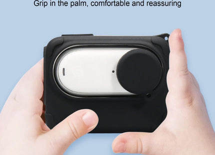 For Insta360 GO 3 PULUZ Camera Charging Case Silicone Case with Lens Cap & Strap (Black)