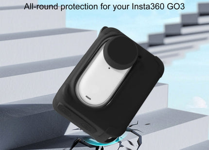 For Insta360 GO 3 PULUZ Camera Charging Case Silicone Case with Lens Cap & Strap (Black)