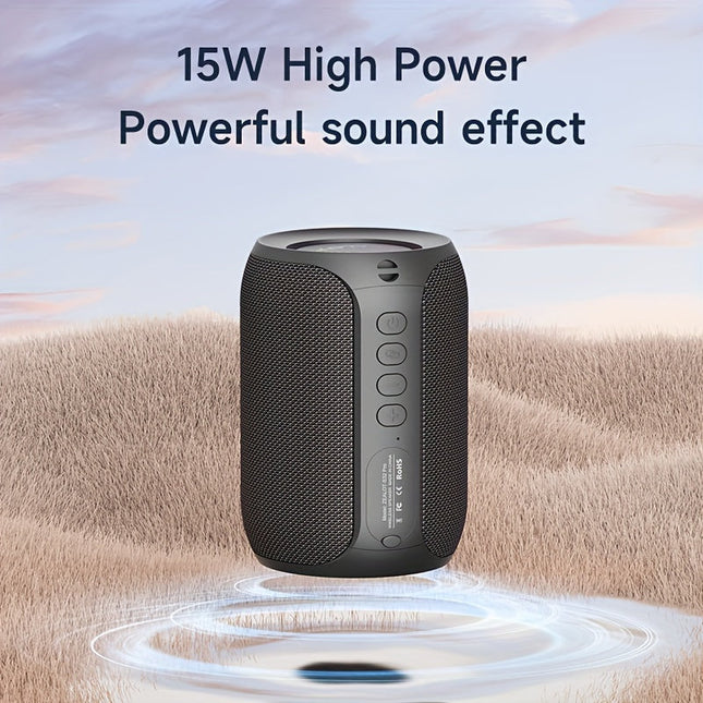 Portable Wireless Speaker with Bass Boost, RGB Light, 3600mAh Battery, USB-C Charging - Stereo Sound