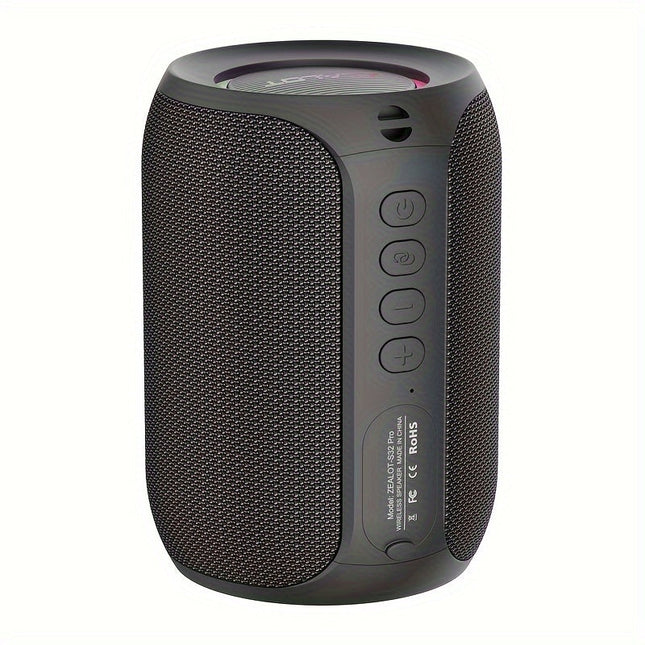 Portable Wireless Speaker with Bass Boost, RGB Light, 3600mAh Battery, USB-C Charging - Stereo Sound
