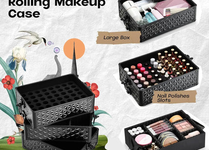 Professional Makeup Trolley Case Wheels - Extra Large Rolling Cosmetic Organiser