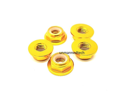 M5 Aluminium Locknuts Low Profile Flanged Propeller Lock Nuts (Pack of 5)
