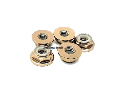 M5 Aluminium Locknuts Low Profile Flanged Propeller Lock Nuts (Pack of 5)