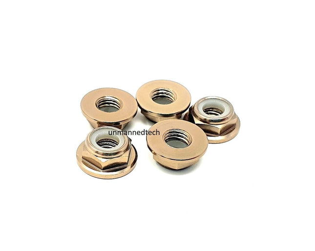 M5 Aluminium Locknuts Low Profile Flanged Propeller Lock Nuts (Pack of 5)