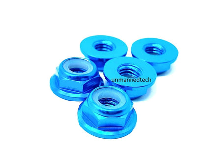 M5 Aluminium Locknuts Low Profile Flanged Propeller Lock Nuts (Pack of 5)