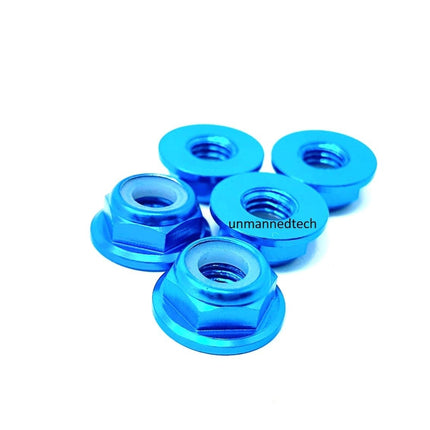 M5 Aluminium Locknuts Low Profile Flanged Propeller Lock Nuts (Pack of 5)