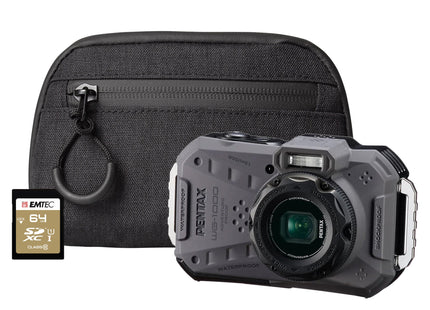 Pentax WG-1000 16MP 4x Zoom Tough Compact Camera - Grey