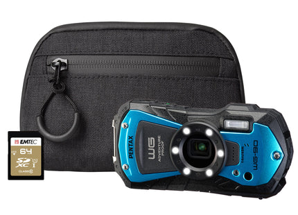 Pentax WG-90 16MP 5x Zoom Tough Compact Camera - Blue