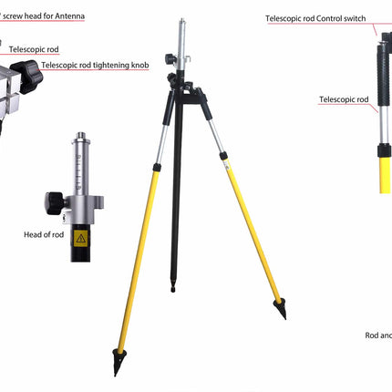 RTK Survey Telescopic Tripod w/ spirit level and 5/8" screw thread