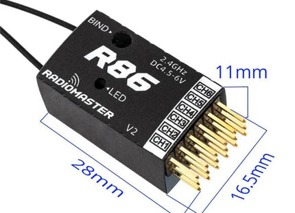 RadioMaster R86 V2 6CH FrSky D8/D16/SFHSS Compatible PWM Receiver