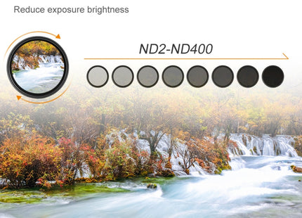 72mm ND Fader Neutral Density Adjustable Variable Filter ND 2 to ND 400 Filter
