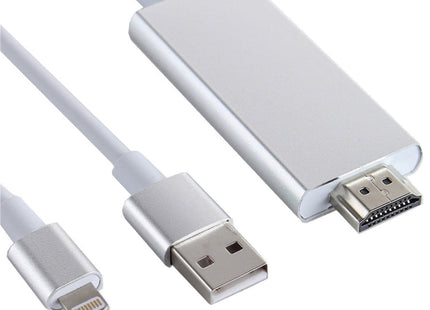8 Pin to HDMI HDTV Adapter Cable with USB Charger Cable(Silver)