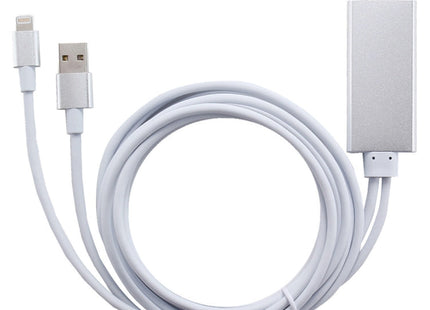 8 Pin to HDMI HDTV Adapter Cable with USB Charger Cable(Silver)