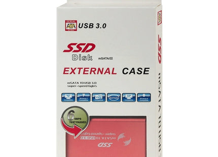 6gb/s mSATA Solid State Disk SSD to USB 3.0 Hard Disk Case(Red)