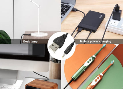 USB to 2.5mm DC Charging Cable, Length: 65cm(Black)