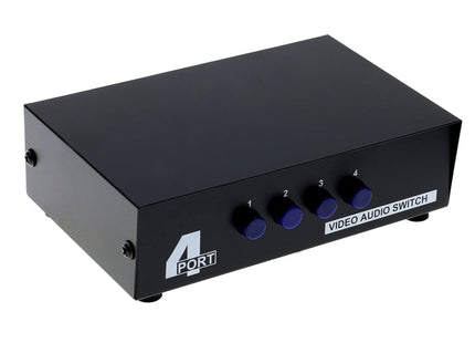 4 Port Input 1 Output Audio Video AV RCA Switch Box