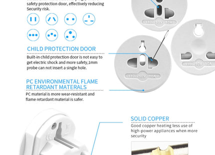 All in 1 EU + AU + UK + US Plug Travel Universal Adaptor