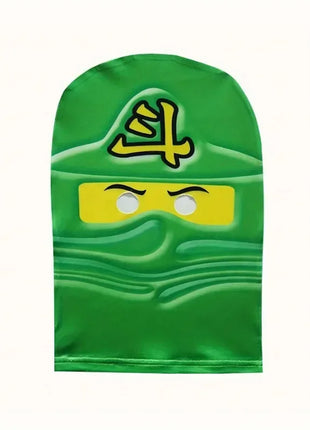 Boys Japanese Ninja Onesie Play Costume Printed Green Cartoon Anime Mask Costume Japanese Samurai Fork Halloween Dress Up Party