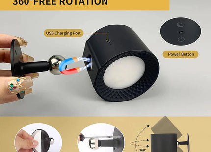 Led Double Head Wall Lamp Touch Control Remote 360 Rotatable