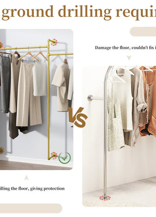 80.7 Inch Long Industrial Pipe Clothes Rack Double Clothes Rail Loft Residential Tidy Wardrobe Wall Clothing Hanging Rack